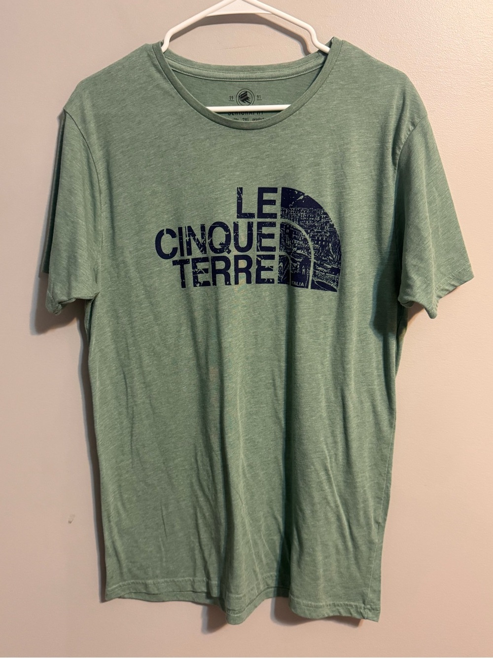Serigraphy Cinque Terre Italy Graphic T Shirt Green 2XL Italian Travel Tee